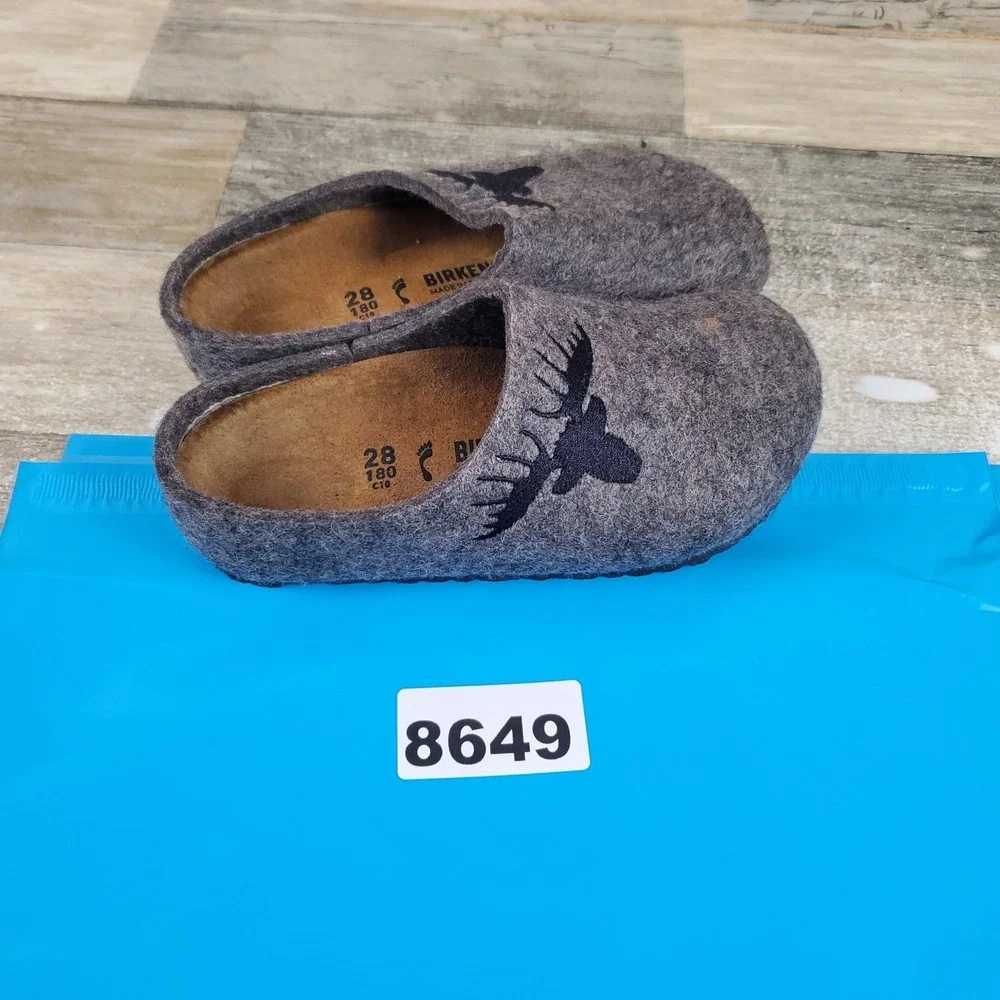 Birkenstock Kaprun Kids Clogs Sz 10 Gray Elk Wool Narrow Slip On Slippers‎